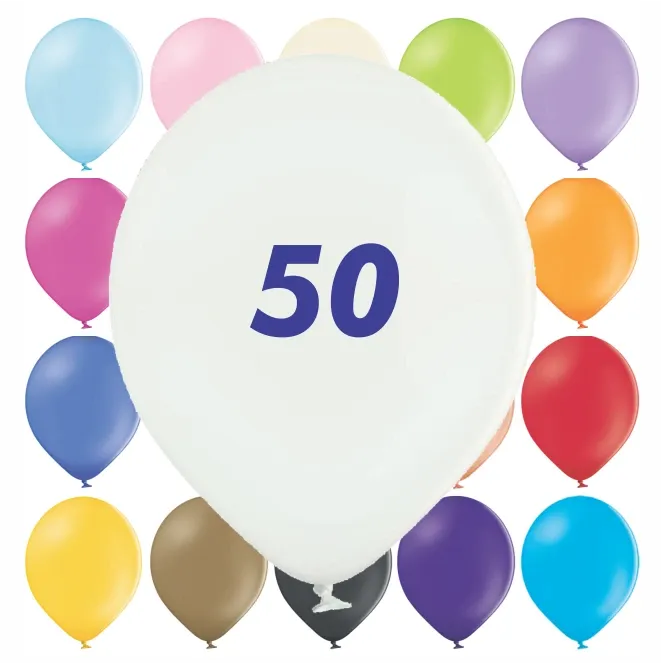 50 Standaard Ballonnen - afdruk 1 kleur