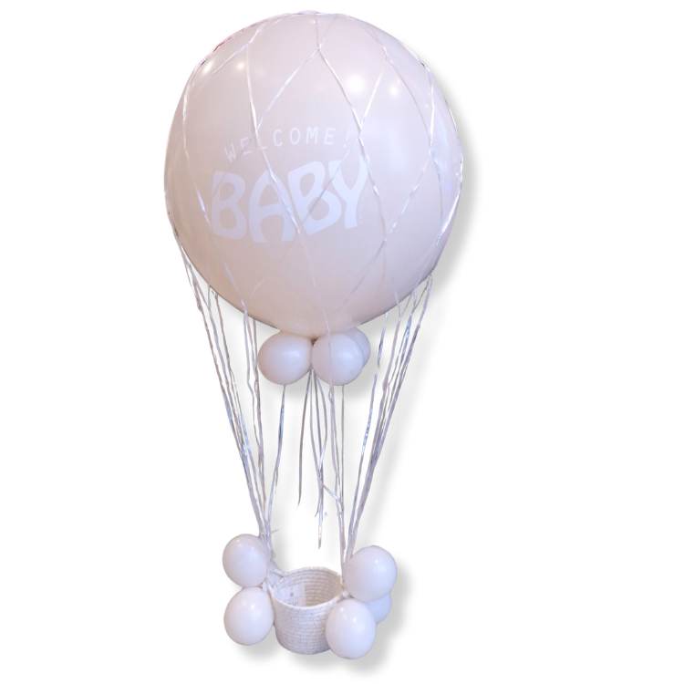 Beige "Welkom Baby" heteluchtballon