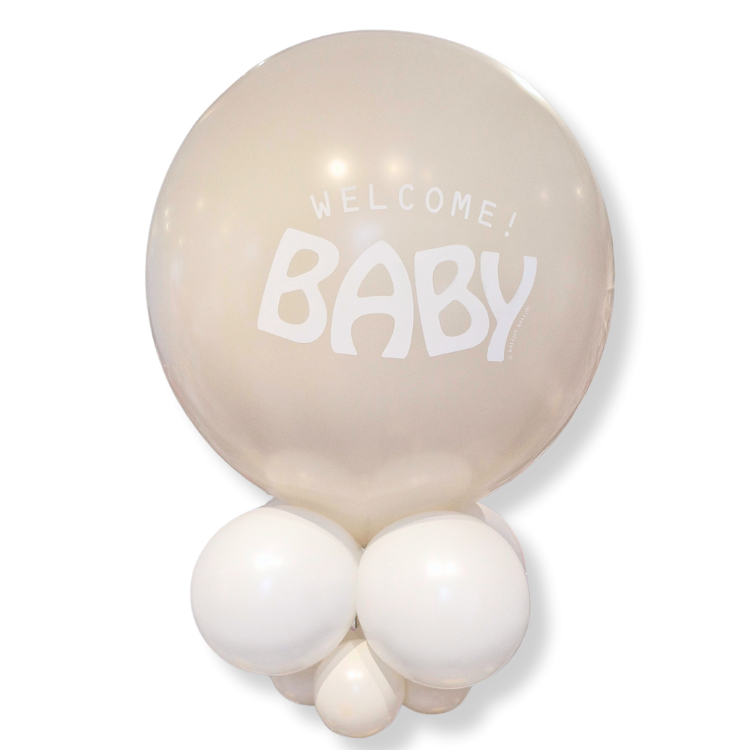 Ballon géant welcome baby beige