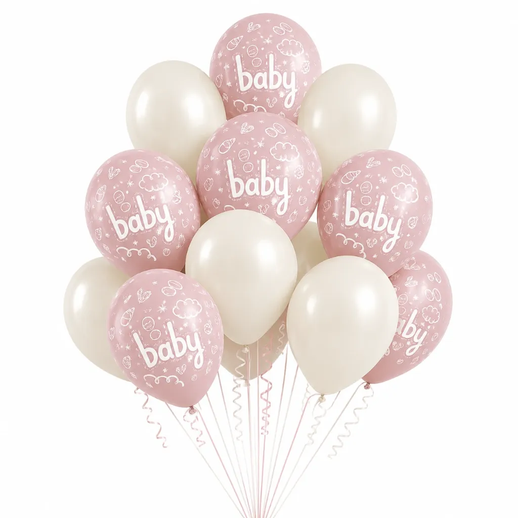 Bouquet 12 ballons Naissance Fille
