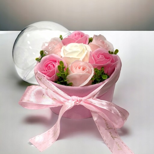 Box fleurs rose
