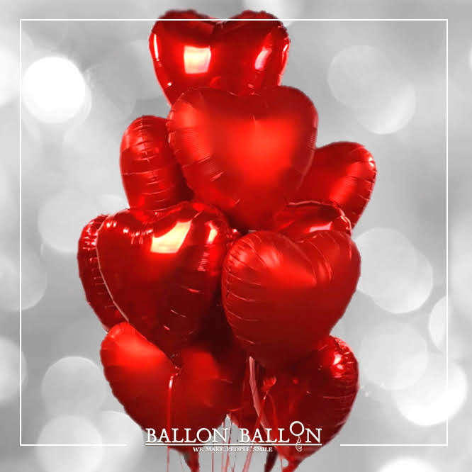 12 Ballons cœur rouge