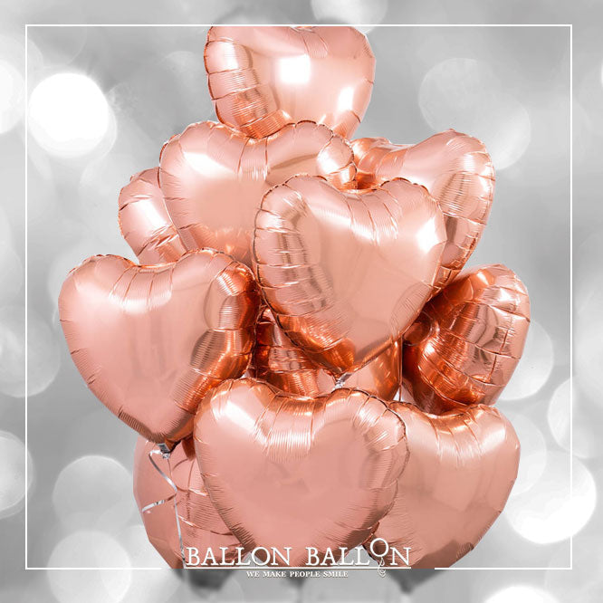 12 Ballons cœur rose-gold