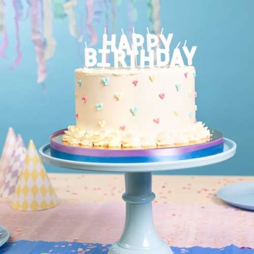 CANDLE HAPPY BIRTHDAY Blanc